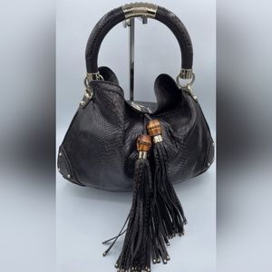 GUCCI Python Large Indy Top Handle Hobo with a detachable python shoulder strap